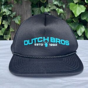 Dutch Bros Blue Trucker Hat black coffee work mesh‎ vintage new